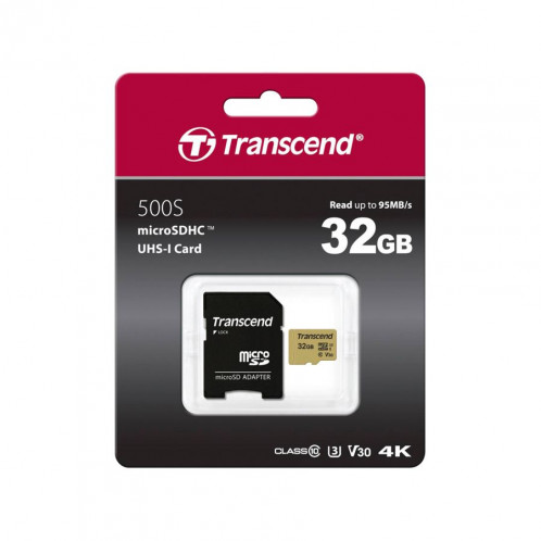 Transcend microSDHC 500S 32GB Class 10 UHS-I U3 V30 + adapt. 380480-02