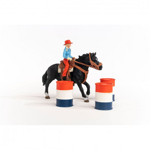 Schleich Vie à la ferme 42576 Cowgirl et Tonneaux de racing 715262-013