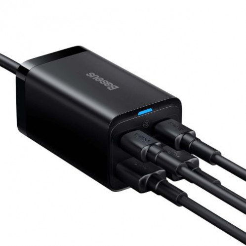 Baseus Travel Charger GaN3 Pro Quick wall charger C+C+U, PD3.0, QC4.0 +, AFC, FCP, SCP, PPS, MTK, (with Type C Type C cable 1m) 65W, Black EU (CCGP040101) DA2122221-017