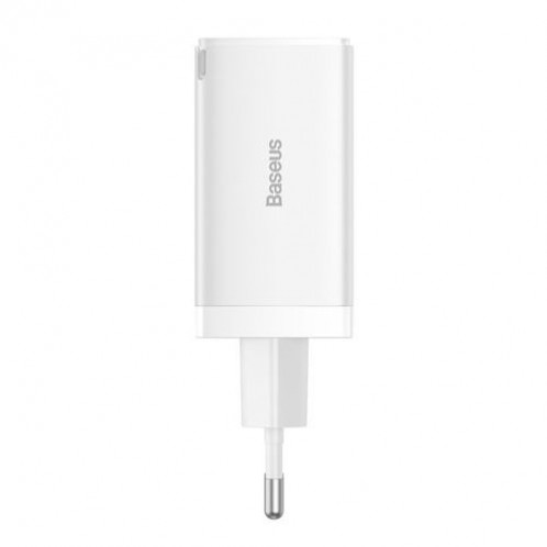 Baseus Travel Charger GaN5 Pro Fast wall charger, C+C+U, QC, AFC, PD 65W with Type-C to Type-C (100W) 1m, White EU (CCGP120202) DA2362411-03