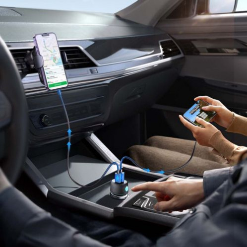Joyroom Car Charger U+C, QC 3.0, PD, 60W, RGB, Black (JR-CCN01) DO615369-012
