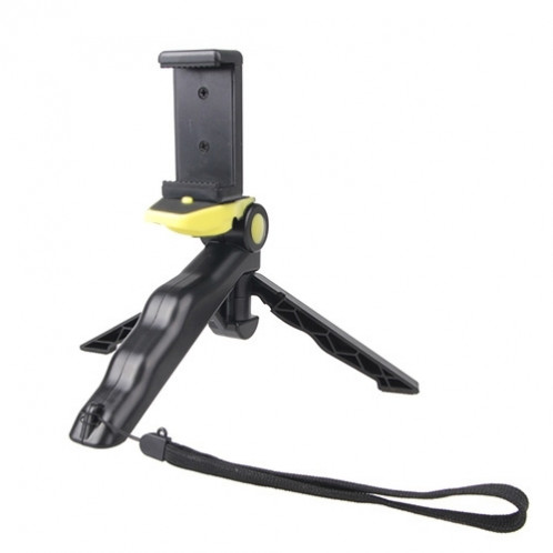 Portable Hand Grip / Mini Trépied Stand Curve avec clip droit pour GoPro HERO 4/3 / 3+ / SJ4000 / SJ5000 / SJ6000 Sports DV / Appareil photo numérique / iPhone, Galaxy et autres téléphones mobiles (jaune) SP499Y1-00