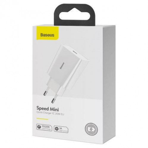 Baseus Travel Charger Speed Mini 1C Quick Charger 20W EU White (CCFS-SN02) DA582616-015