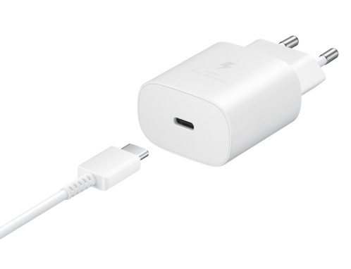 Samsung EP-TA800XBEGWW Chargeur Secteur, Adaptateur USB Type C Fast Charge 25W & Câble USB Type C Blanc (Emballage Original) 979379-07