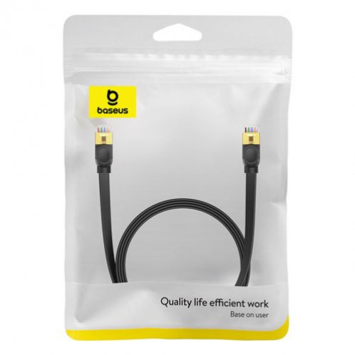 Baseus Network Cable High Speed (CAT7) of RJ45 (flat cable) 10 Gbps, 2m, Black (B00133207111-02) DA18616-04