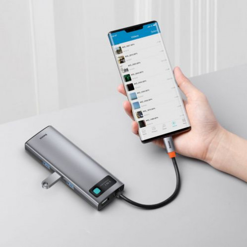 Baseus HUB Metal Gleam Series 9-in-1 Multifunctional (Type-C to 3x USB3.2/PD 100W/VGA Full HD 60Hz/HDMI 4K/TF+SD card/ RJ45) Space Gray (CAHUB-CU0G) DA387397-016