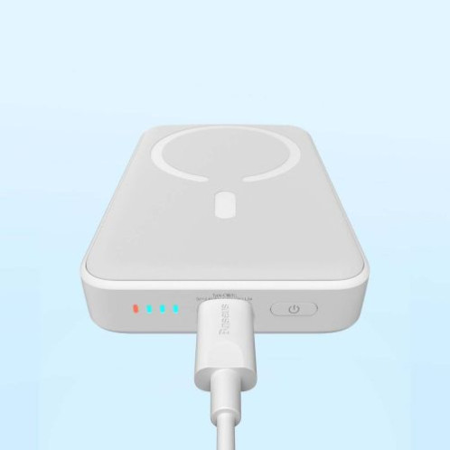 Baseus Power Bank Magnetic Mini Wireless Quick charging (With Xiaobai Type-C to Type-C 60W (20V/3A) MagSafe 15W / PD 20W, 10000 mAh, White (PPCX070002) DA2481387-014