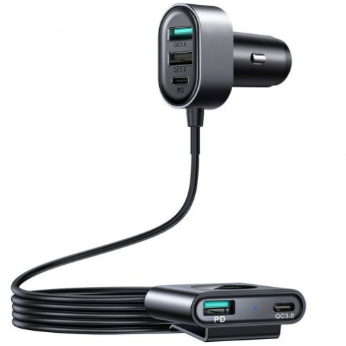 Joyroom Car Charger 5-in-1, C+C+U+U+U, QC 3.0, PD 3.0, FCP, AFC, 12V/24V, 72W, Black (JR-CL05) DO843138-016