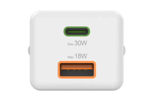 Hama Mini chargeur rapide PD 30W 1xUSB-C/1xUSB-A blanc 201992 140900-018