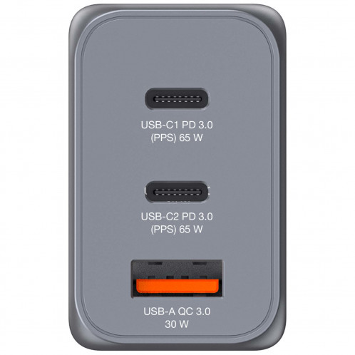 Verbatim GNC-64 GaN Chargeur 65W 2xUSB-C PD, 1xUSB-A QC 3.0 32201 871789-011