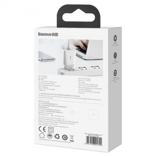 Baseus Travel Charger Speed Mini 1C Quick Charger 20W EU White (CCFS-SN02) DA582616-015