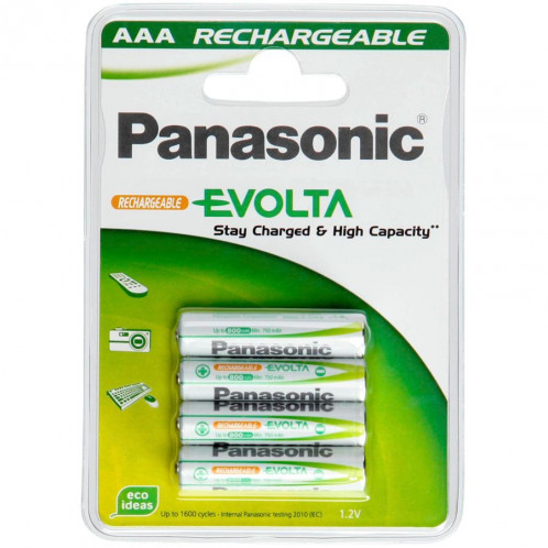 1x4 Panasonic piles NiMH Micro AAA 750 mAh Rechargeable Evolta 511616-01