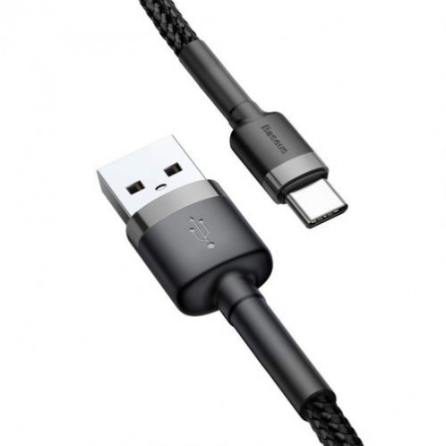 Baseus Type-C Cafule Cable 3A 1m Gray + Black (CATKLF-BG1) DA192893-09