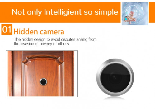 Danmini YB-43CH 4,3 pouces à écran 1.0MP caméra de sécurité porte avec un judas-clé pour fonction de surveillance (Noir) SH136B1254-014