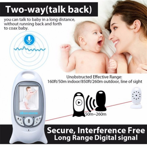 Moniteur de bébé portable sans tracas avec écran LCD de 2,0 pouces VB601, prise en charge de la conversation bidirectionnelle, Vision nocturne (prise UE) SH00EU1719-012