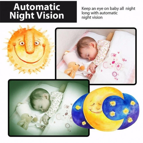 Moniteur de bébé portable sans tracas avec écran LCD de 2,0 pouces VB601, prise en charge de la conversation bidirectionnelle, Vision nocturne () SH00EU1719-012