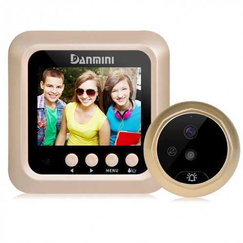 Danmini W5 2,4 pouces écran 2.0MP caméra de sécurité Pas de sonnette de spectateur de trou de peephole, Carte de soutien TF / Vision nocturne / Enregistrement vidéo (Or) SH255J997-016