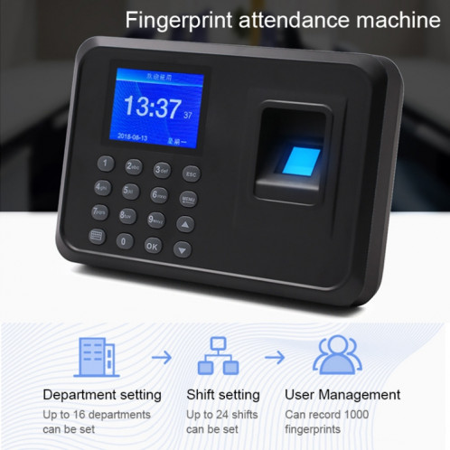 Machine de présence de temps d'empreinte digitale F01 avec écran TFT de 2,4 pouces, SH85EU832-08