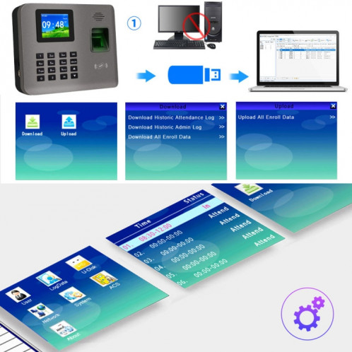 Présence de temps d'empreinte digitale Realand AL325 avec écran couleur de 2,4 pouces et fonction de carte d'identité, WiFi et batterie SR5143579-011