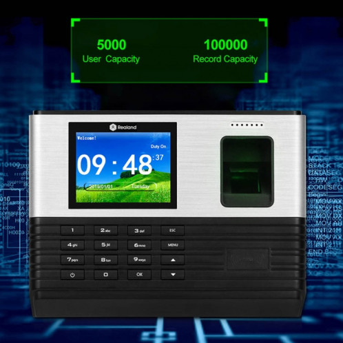 Présence de temps d'empreinte digitale Realand AL355 avec écran couleur de 2,8 pouces et fonction de carte d'identité et WiFi SR51441871-012