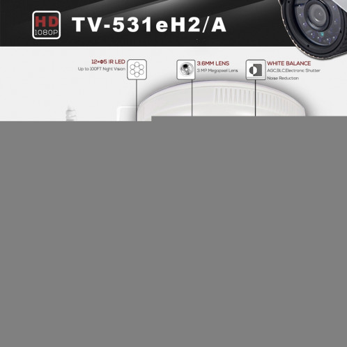 COTIER 531eA-H2 CE & RoHS Certifié étanche Capteur CMOS 1/3 pouce 2MP 1920x1080P CMOS Caméra 3.6mm 3mm objectif AHD avec 12 LED IR, vision nocturne de soutien et balance des blancs SC072C1201-09