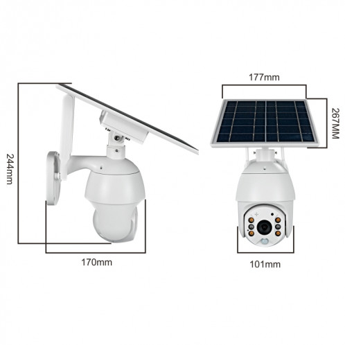 Caméra WiFi à énergie solaire T16 1080P Full HD, alarme PIR de soutien, vision nocturne, audio bidirectionnel, carte TF SH00931659-012