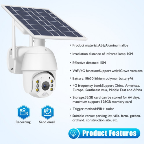 Caméra WiFi à énergie solaire T16 1080P Full HD, alarme PIR de soutien, vision nocturne, audio bidirectionnel, carte TF SH00931659-012