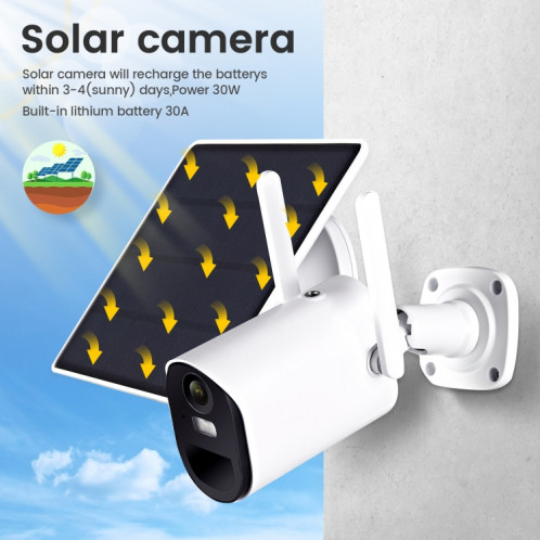 Caméra WiFi à énergie solaire T20 1080P Full HD, détection de mouvement de soutien, vision nocturne, audio bidirectionnel, carte TF SH00951885-012