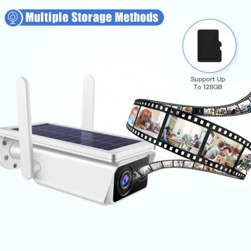 Caméra de sécurité WiFi 2,4 GHz à énergie solaire T13-2 1080P HD avec batterie, détection de mouvement de soutien, vision nocturne, audio bidirectionnel, carte TF SH10121474-010