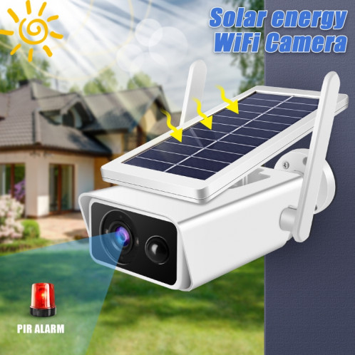 Caméra de sécurité WiFi 2,4 GHz à énergie solaire T13-2 1080P HD avec batterie, détection de mouvement de soutien, vision nocturne, audio bidirectionnel, carte TF SH10121474-010