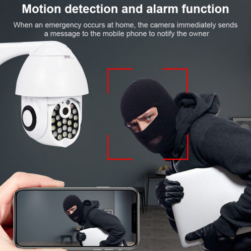 QX17 2 MILLIONS PIXELS WIFI Caméra de surveillance haute définition Haute-définition Caméra à dôme extérieure, Soutenir la vision nocturne et la détection de voix et de mouvement à double sens () SH18EU658-011