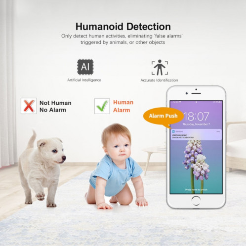 SriHome NVS001 1080P Kit NVR 4 canaux système de caméra de sécurité sans fil, prise en charge de la détection humanoïde / détection de mouvement / audio bidirectionnel / vision nocturne, prise ue SS34EU1435-016