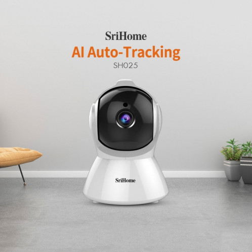 SriHome SH025 2.0 millions de pixels 1080P HD AI caméra IP à suivi automatique, prise en charge de l'audio bidirectionnel / suivi de mouvement / détection humanoïde / vision nocturne / carte TF, SS39EU668-017