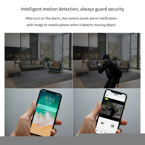 CAMSOY S6 HD 1280 x 720P Caméra de surveillance intelligente WiFi grand angle portable de 70 degrés, supporte la vision infrarouge à droite et la détection de mouvement avec alarme et enregistrement en boucle (Blanc) SC609W1857-013