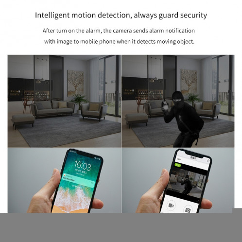 CAMSOY S8 HD 1280 x 720P Caméra de surveillance intelligente grand angle sans fil WiFi de 140 degrés, Prise en charge automatique photosensible de la vision de droite, détection de mouvement et enregistrement en SC16101392-013