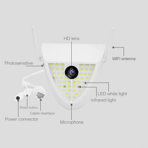 DP16 2.0 MEGAPIXEL 42 LED 42 LEDS Jardin Caméra intelligent, détection de mouvement / vision de nuit / interphone vocale / carte TF, bouchon Au SH20AU277-013