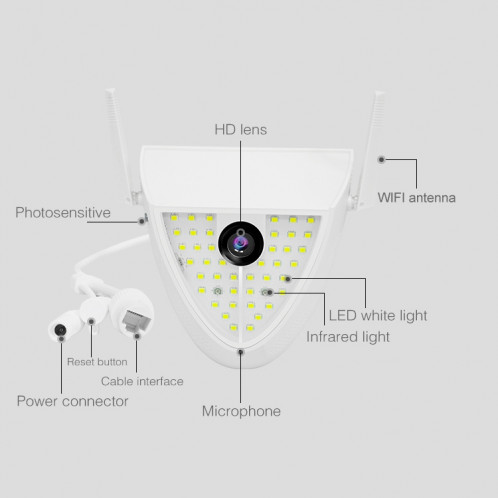 DP16 2.0 MEGAPIXEL 42 LEDS Caméra intelligente de jardin, détection de mouvement / vision de nuit / interphone vocale / carte TF, SH20EU259-013