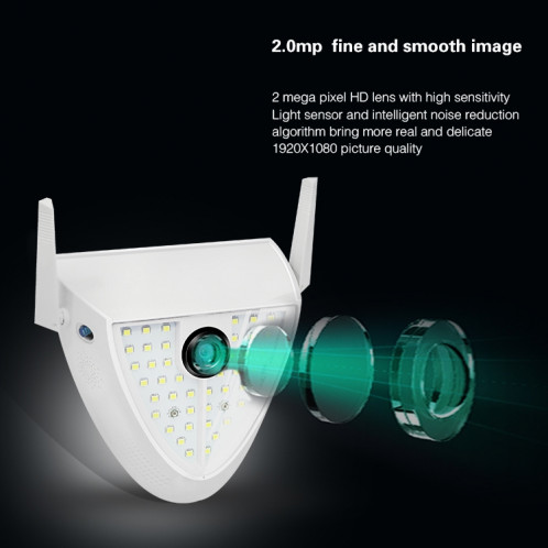 DP16 2.0 MEGAPIXEL 42 LEDS Caméra intelligente de jardin, détection de mouvement / vision de nuit / interphone vocale / carte TF, SH20EU259-013
