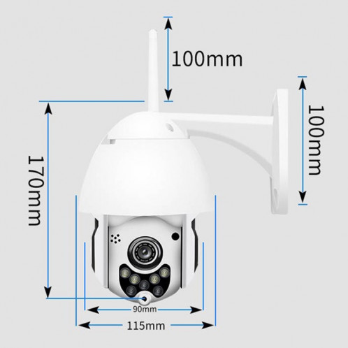 Caméra de surveillance sans fil IP-CP05 version 4G HD PTZ sécurité à domicile caméra dôme réseau étanche extérieure, prise en charge de la vision nocturne et de la détection de mouvement et carte TF, prise SH90US158-015