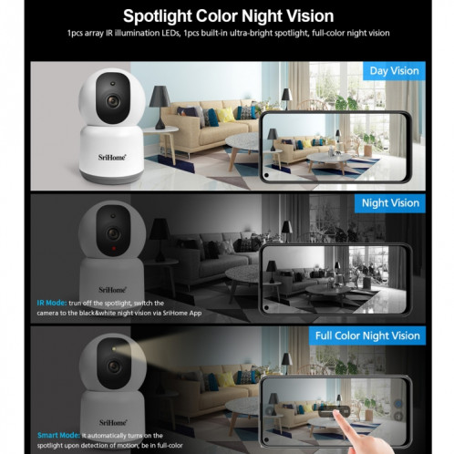 SirHome SH038 Caméra IP WiFi QHD 2.4G / 5G 4,0 millions de pixels, prise en charge de la détection des couleurs et des mouvements de nuit et conversation bidirectionnelle et détection humaine et carte TF, prise SS90UK1748-022