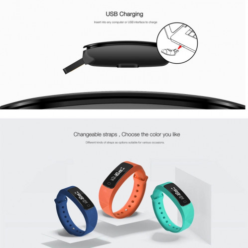 Bracelet intelligent Bluetooth 4.0 de SMA-B2 Fitness Tracker, IP67 imperméable à l'eau, modes de sport de soutien / moniteur de fréquence cardiaque / moniteur de pression artérielle / moniteur de sommeil (noir) SH103B1143-011