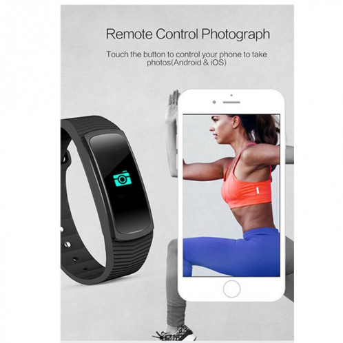 SMA-B3 Fitness Tracker Bracelet Smart Bluetooth 0.96 pouce, IP67 étanche, Traker d'activité de soutien / moniteur de fréquence cardiaque / moniteur de pression artérielle / capture à distance (noir) SH105B564-020