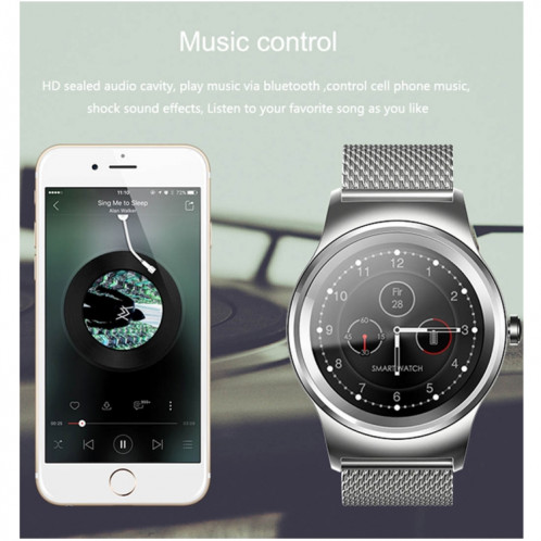 SMA-Round 1.28 pouces couleur écran tactile Bluetooth bracelet en cuir montre intelligente, étanche, soutien vocal de contrôle / moniteur de fréquence cardiaque / moniteur de sommeil / appareil photo Bluetooth, SH108A126-020