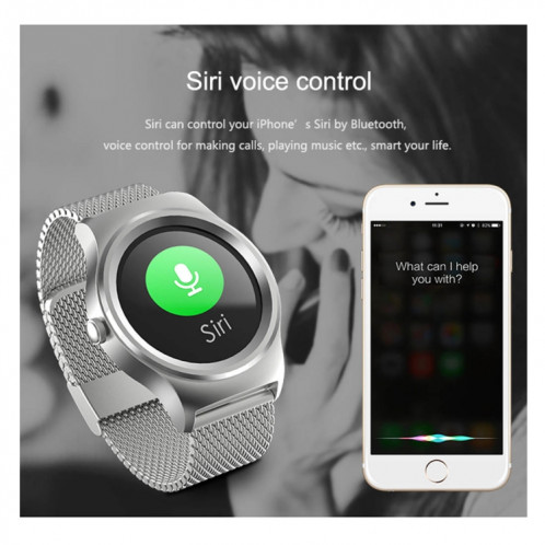 SMA-Round 1.28 pouces couleur écran tactile Bluetooth à bracelet en acier montre intelligente, étanche, soutien vocal de contrôle / moniteur de fréquence cardiaque / moniteur de sommeil / appareil photo Bluetooth, SH108C399-020