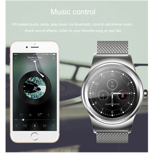 SMA-Round 1.28 pouces couleur écran tactile Bluetooth à bracelet en acier montre intelligente, étanche, soutien vocal de contrôle / moniteur de fréquence cardiaque / moniteur de sommeil / appareil photo Bluetooth, SH108C399-020