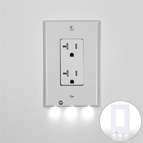 0.5W 110V Night Angel Square Plug Socket Sensor Night Light, Mini veilleuse à induction de mouvement du corps humain à lumière blanche SH178A361-08