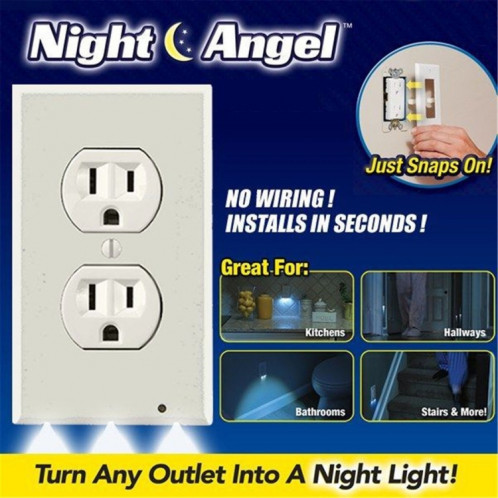 0.5W 110V Night Angel Square Plug Socket Sensor Night Light, Mini veilleuse à induction de mouvement du corps humain à lumière blanche SH178B1764-08