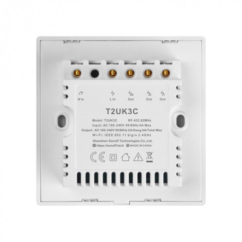 Sonoff T1 Touch 86mm Interrupteur mural en verre trempé, 1 voie, 1 voie Interrupteur tactile Smart Home, compatible avec Alexa et Google Home, CA 90V-250V 2A, prise anglaise SH0352575-06