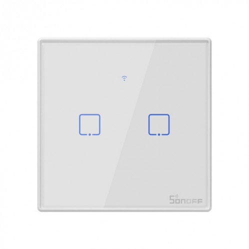 Sonoff T1 Touch 86mm Interrupteur mural en verre trempé, 1 voie, 2 voies Interrupteur tactile Smart Home, compatible avec Alexa et Google Home, CA 90V-250V 2A, prise anglaise SH035371-06