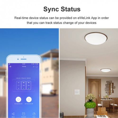 Sonoff T1 Touch 86mm 1 voie 1 voie Interrupteur mural en verre trempé Interrupteur tactile Smart Home, compatible avec Alexa et Google Home, CA 90V-250V 2A, SH0357318-010